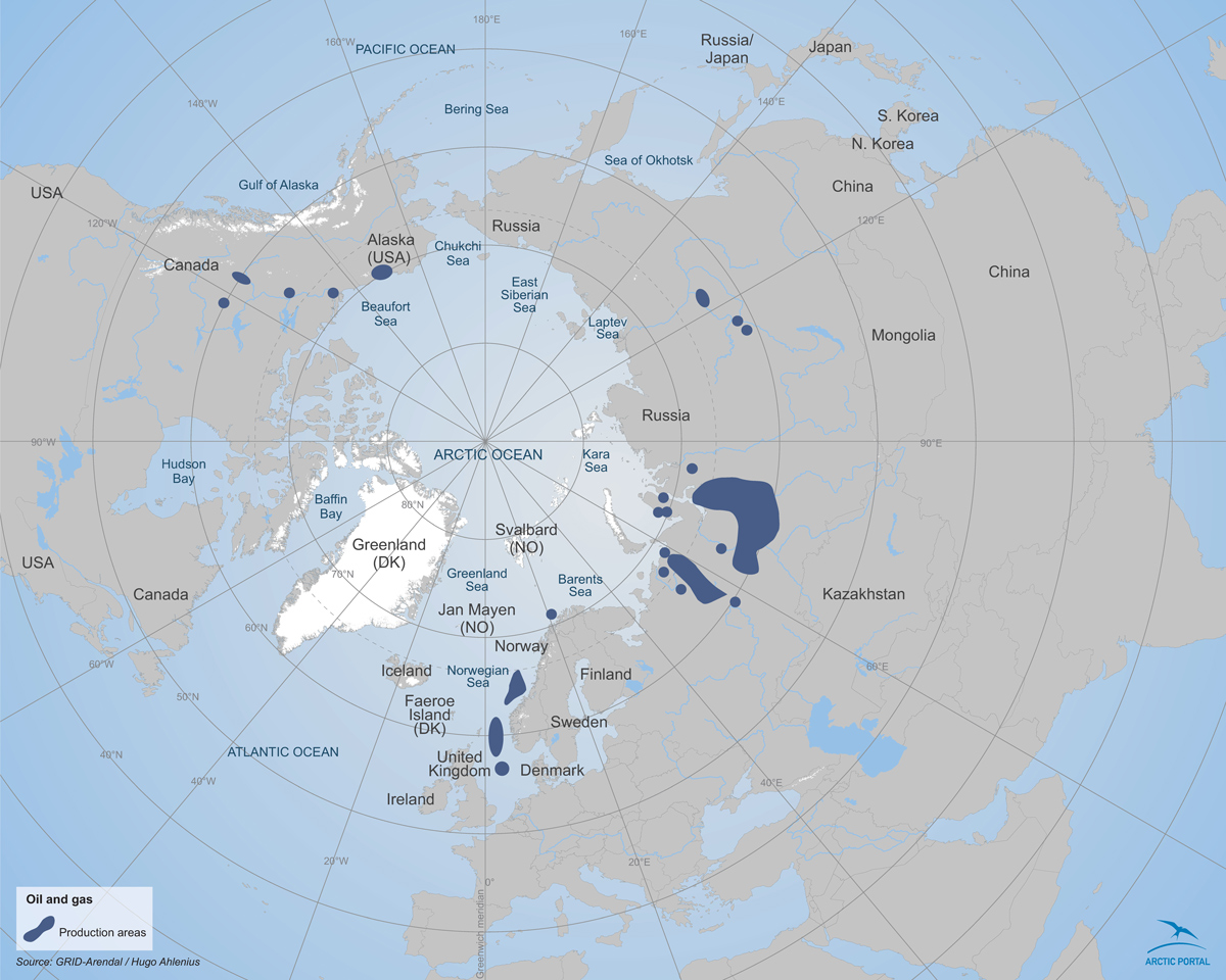 Current oil and gas production areas