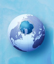 Earth globe, polar view