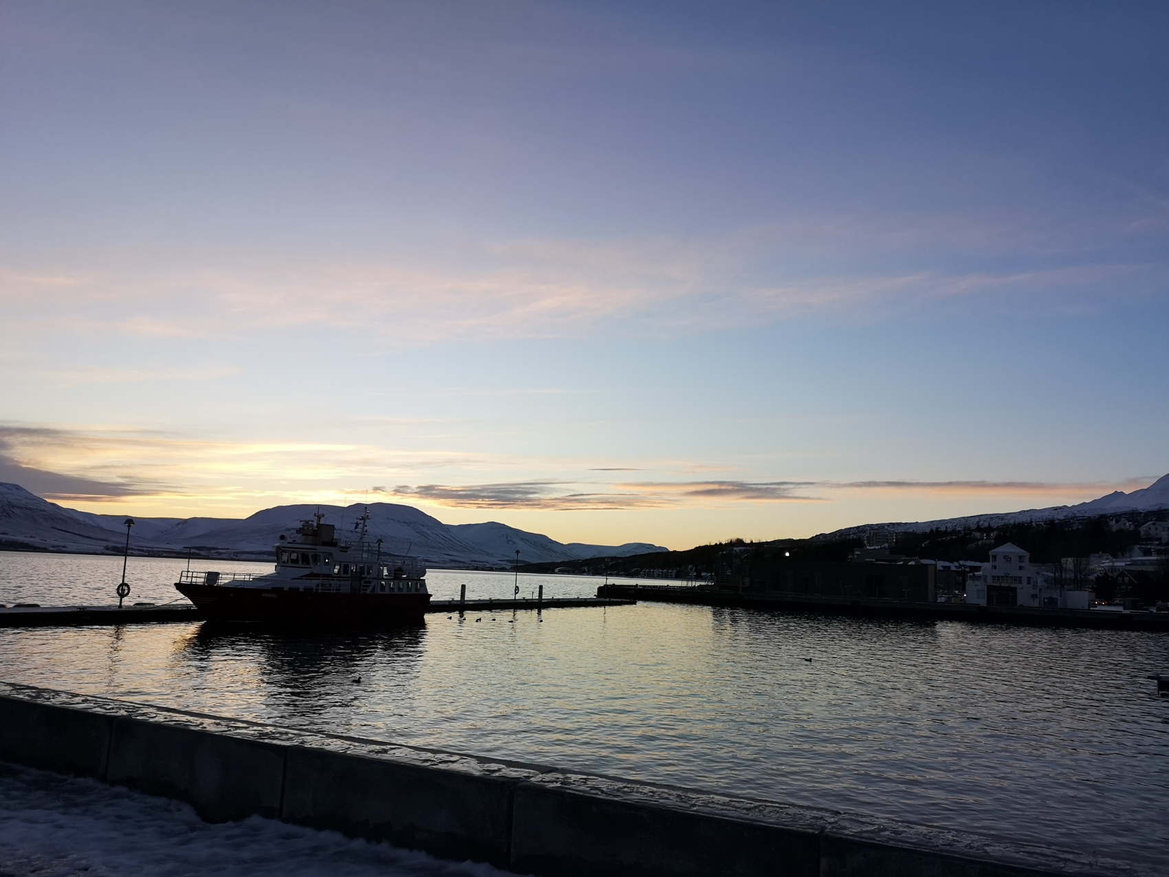 Akureyri by the sea in December 2025